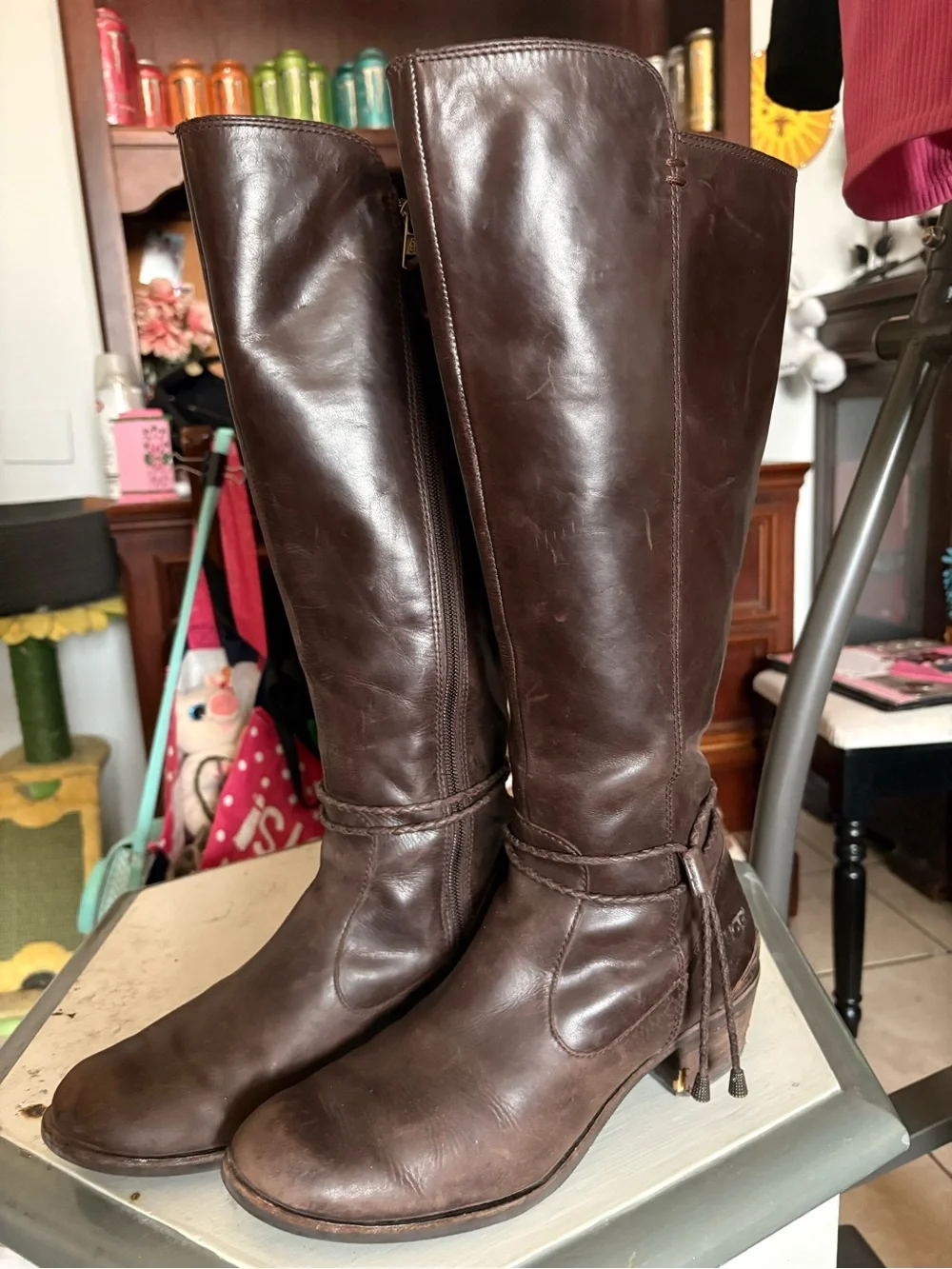 UGG Women's Dark Brown Over-the-Knee Leather Boots